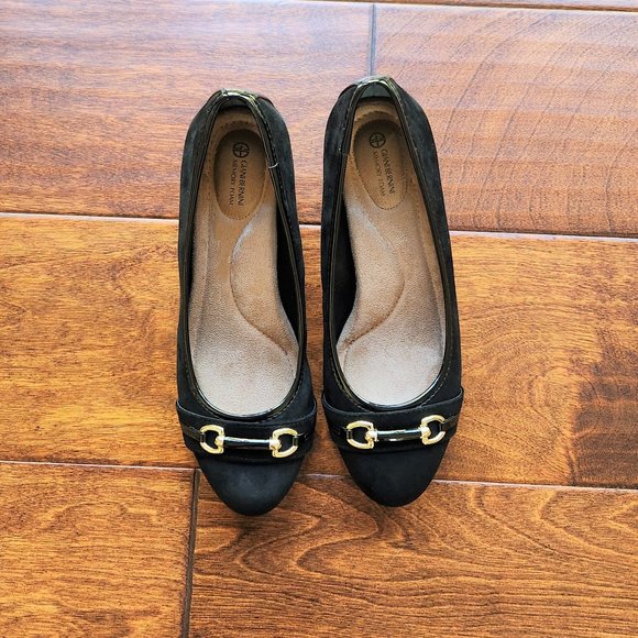 Giani Bernini Eaton Black Suede Slip On Wedge Heels - Size 6.5 - Picture 4 of 16